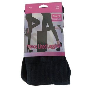 Leggings Black Super Soft Fleece Lined OS Fits Most Stretch Polyester & Spandex